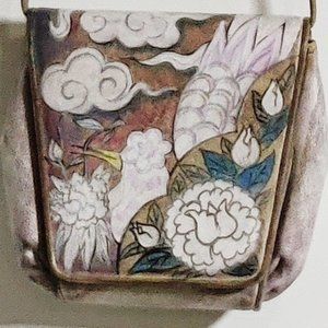 Charming Jane Yoo Signed Hand-painted Leather Crossbody Bag Vintage